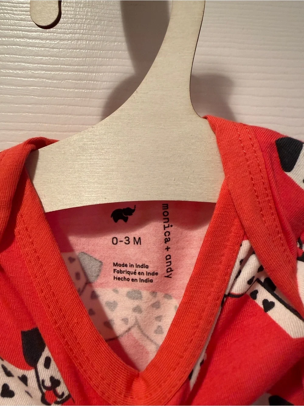 Monica + Andy Red Dalmatian Long Sleeve One-Piece Romper 0-3M